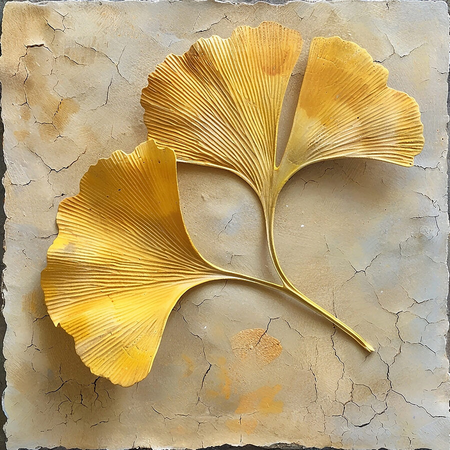 Tableaux Feuilles jaunes sur une surface en béton – Image 9