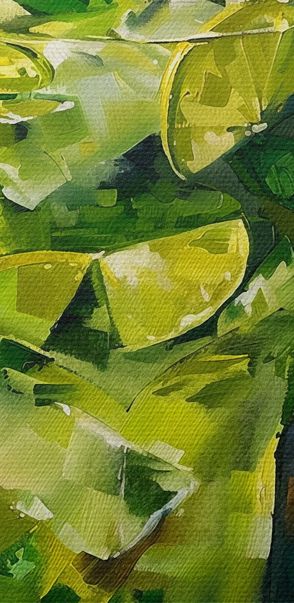 Peinture d'une boisson avec des citrons verts et de la glace Peinture d'une boisson avec des citrons verts et de la glace