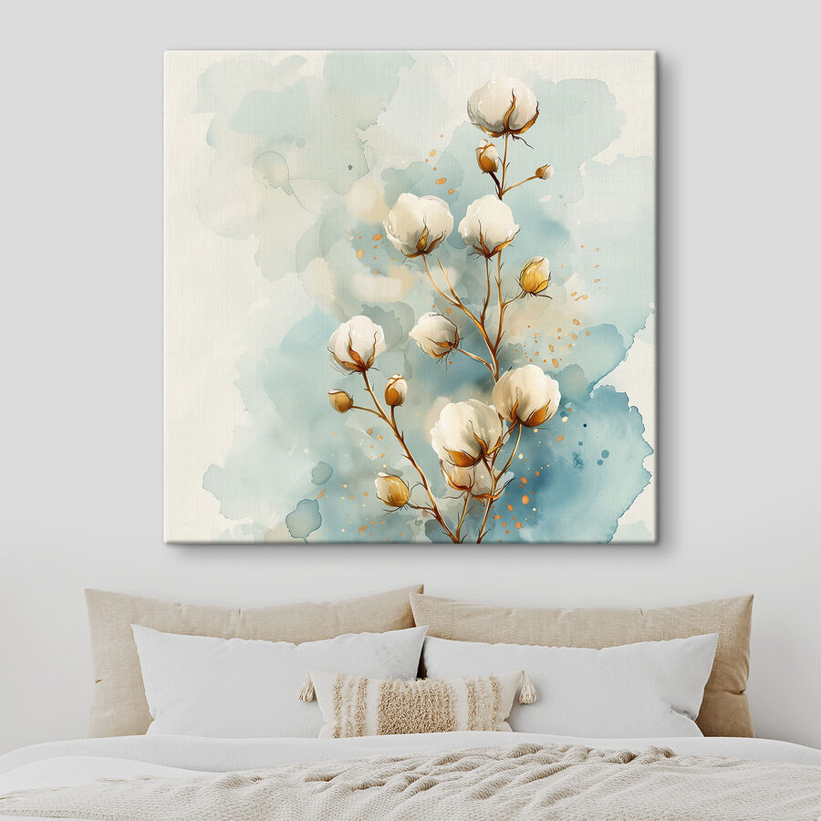 Aquarelle de fleurs de coton
