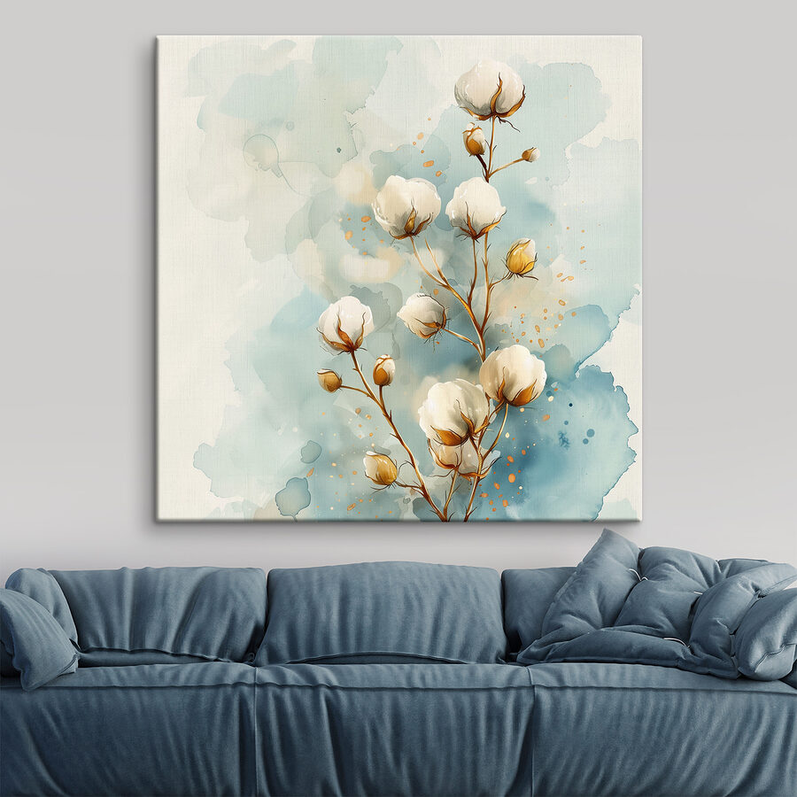 Aquarelle de fleurs de coton