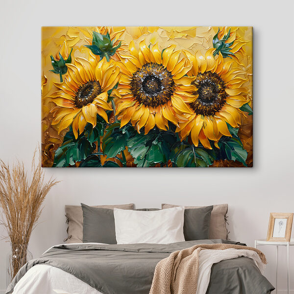 Gros plan d'une peinture de tournesols Gros plan d'une peinture de tournesols