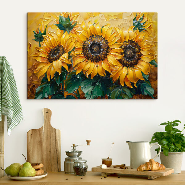 Gros plan d'une peinture de tournesols Gros plan d'une peinture de tournesols