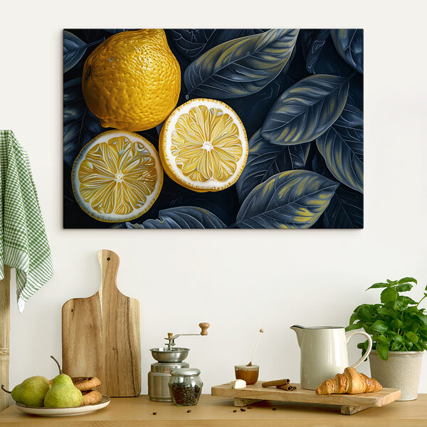 Citron coupé en deux avec des feuilles Citron coupé en deux avec des feuilles