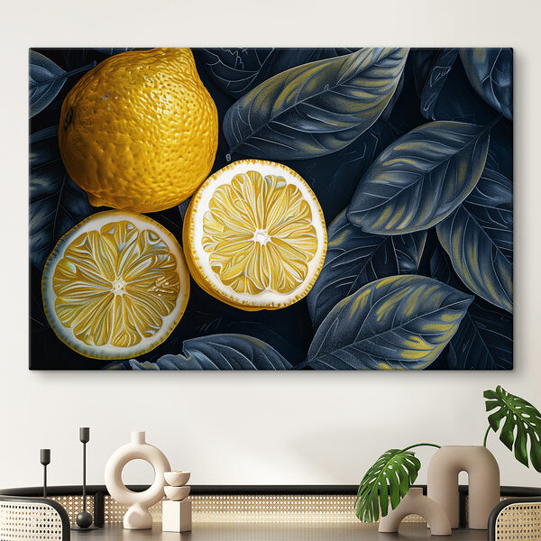Citron coupé en deux avec des feuilles Citron coupé en deux avec des feuilles