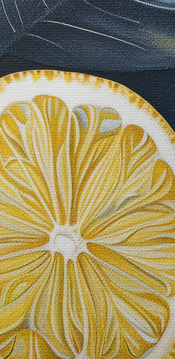 Citron coupé en deux avec des feuilles Citron coupé en deux avec des feuilles
