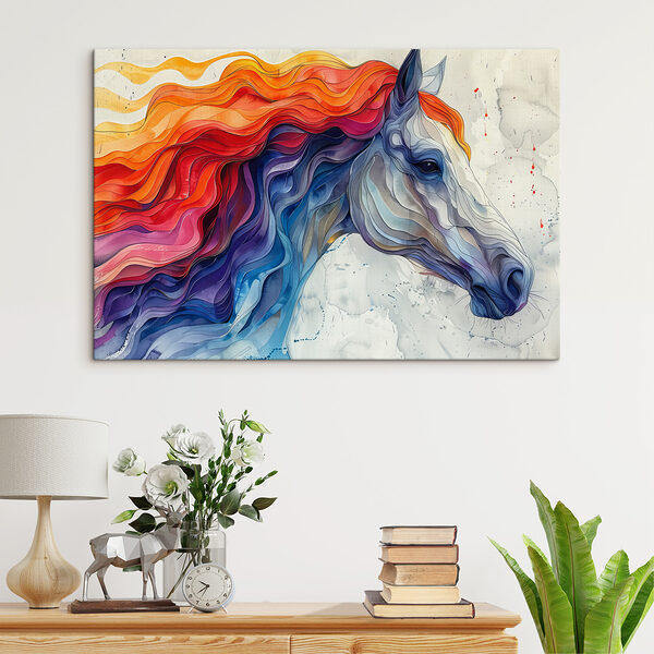 Peinture d'un cheval au poil coloré Peinture d'un cheval au poil coloré