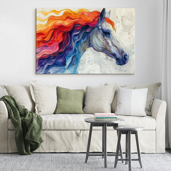 Peinture d'un cheval au poil coloré Peinture d'un cheval au poil coloré