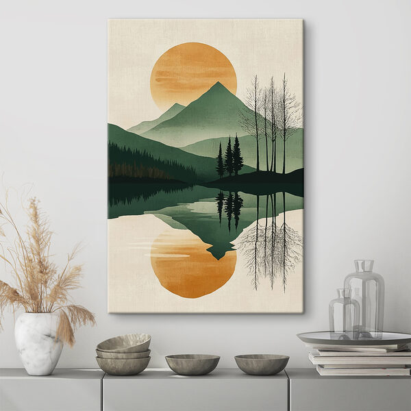 Paysage de montagnes, d'arbres et d'un lac Paysage de montagnes, d'arbres et d'un lac