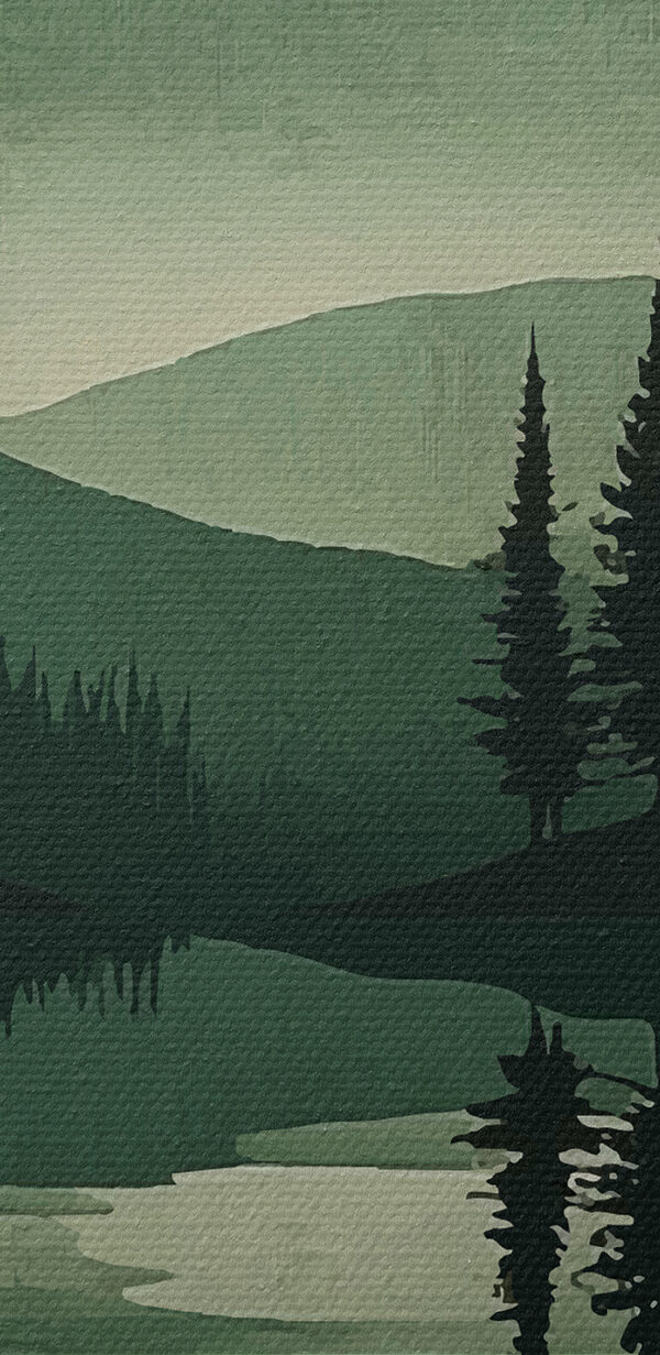 Paysage de montagnes, d'arbres et d'un lac Paysage de montagnes, d'arbres et d'un lac