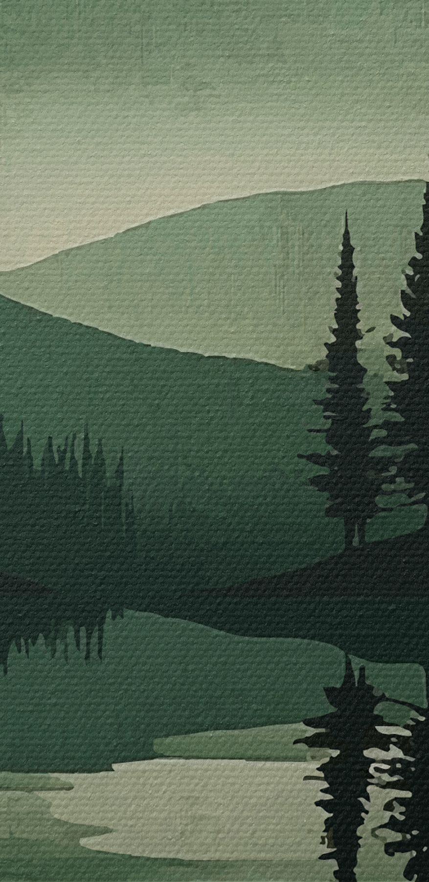 Paysage de montagnes, d'arbres et d'un lac
