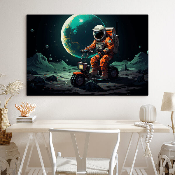 Un astronaute en scooter sur la lune Un astronaute en scooter sur la lune
