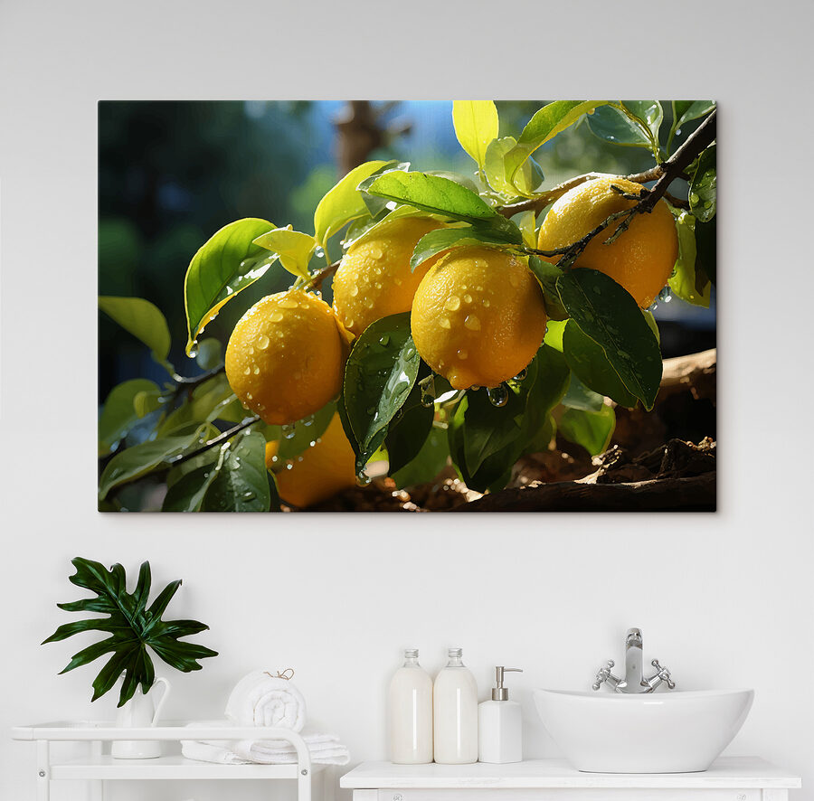 Groupe de citrons sur un arbre