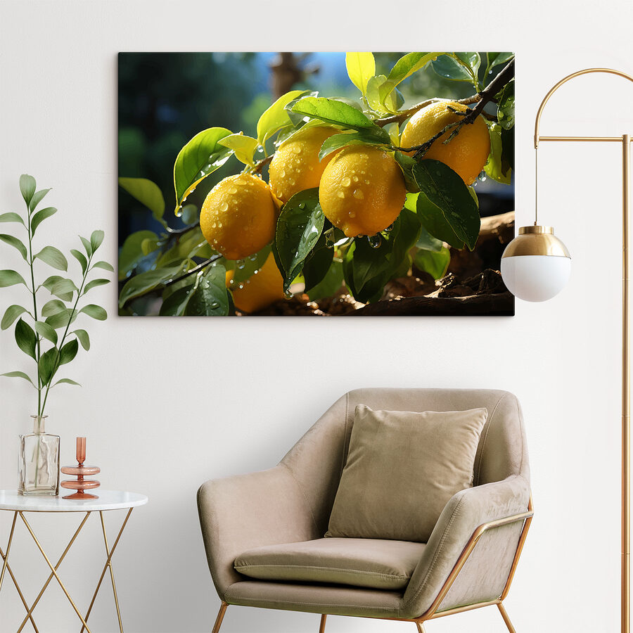 Groupe de citrons sur un arbre