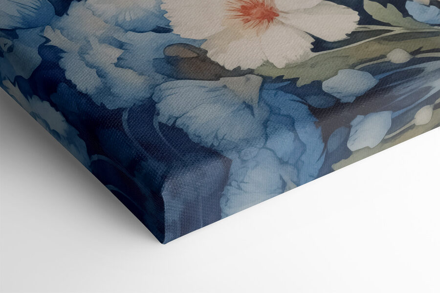 Peinture d'un lapin entouré de fleurs