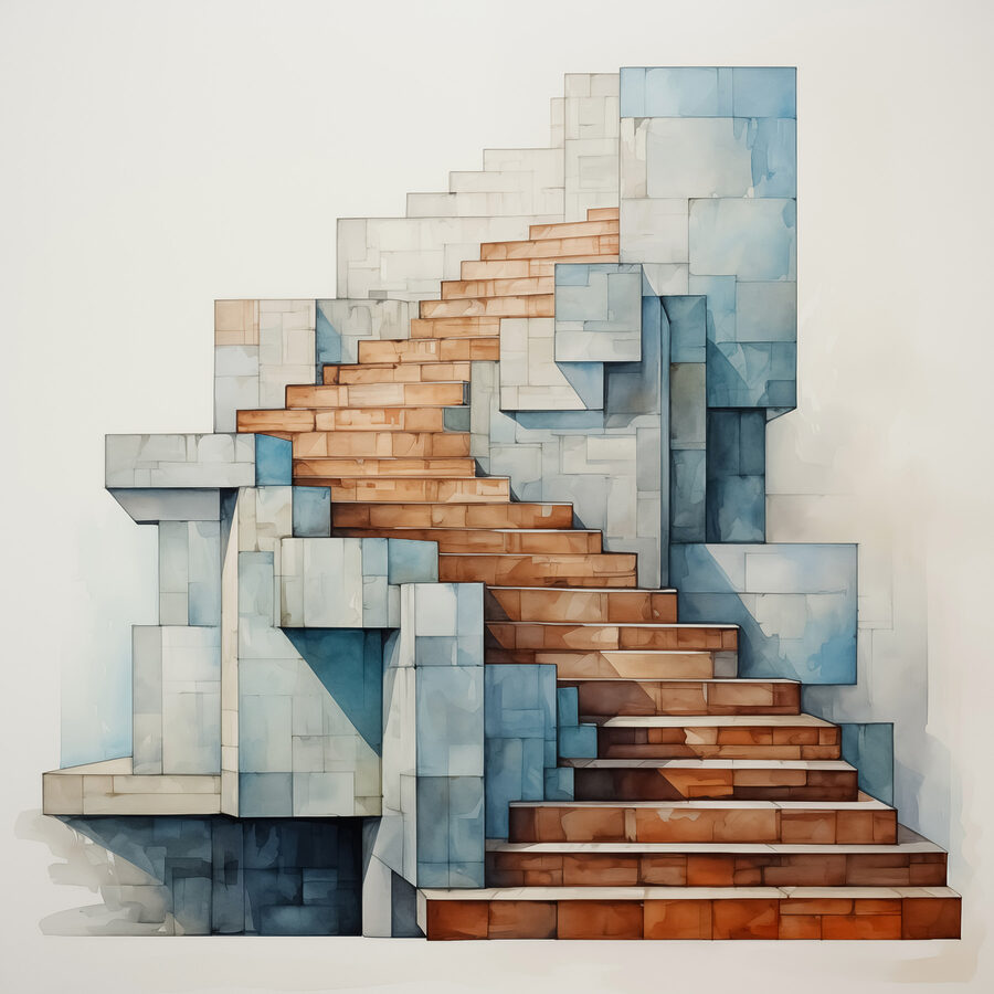 Aquarelle d'un escalier