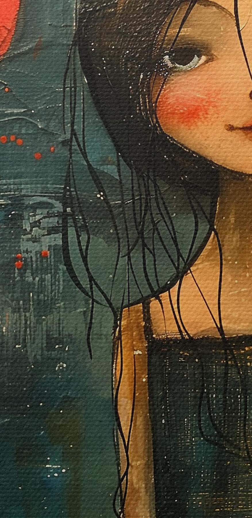 Peinture d'une fille tenant une fleur Peinture d'une fille tenant une fleur
