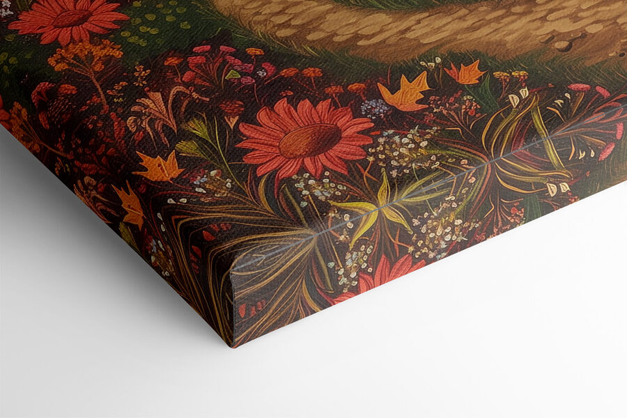 Peinture d'une rivière traversant une forêt