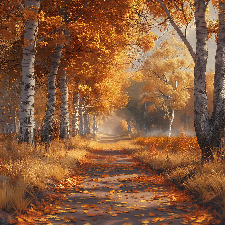 Chemin avec des feuilles d'oranger