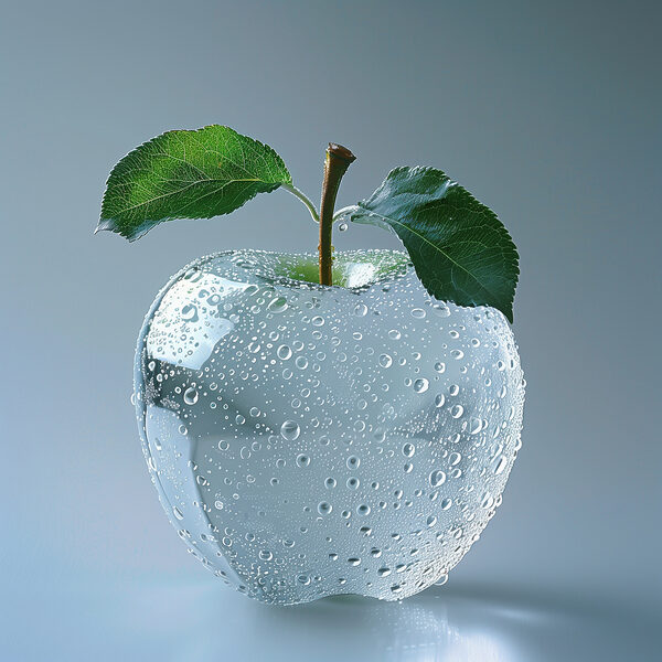 Pomme claire avec des gouttes d'eau Pomme claire avec des gouttes d'eau