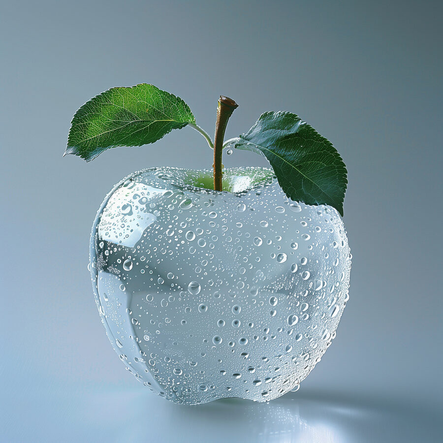 Pomme claire avec des gouttes d'eau Pomme claire avec des gouttes d'eau