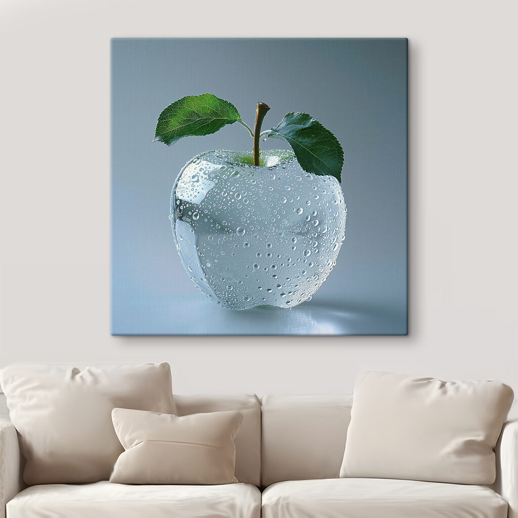 Clear apple with water drops on it Clear apple with water drops on it