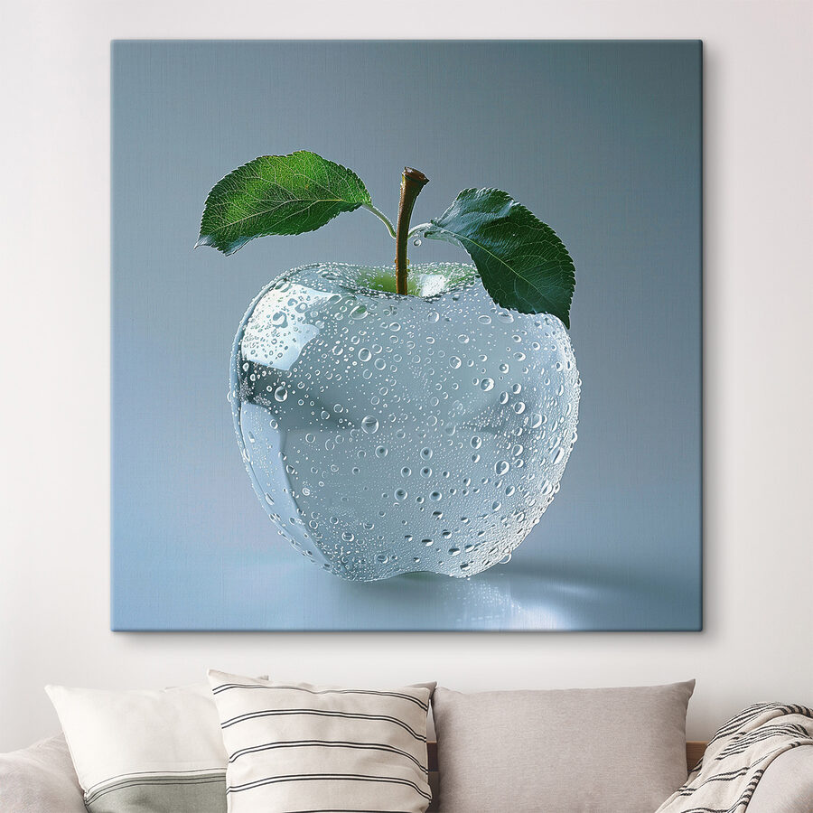 Pomme claire avec des gouttes d'eau Pomme claire avec des gouttes d'eau