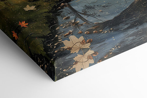 Puzzle d'une rivière avec des arbres et une lune Puzzle d'une rivière avec des arbres et une lune