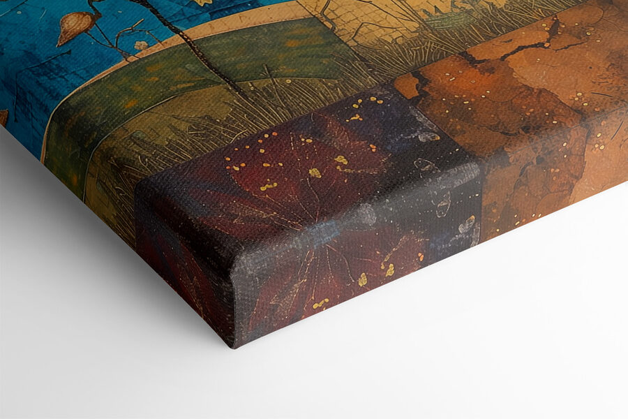 Tableaux Peinture d'un arbre avec différentes couleurs d'arbres et d'oiseaux – Image 3