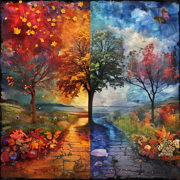Peinture d'un arbre et d'un chemin Peinture d'un arbre et d'un chemin