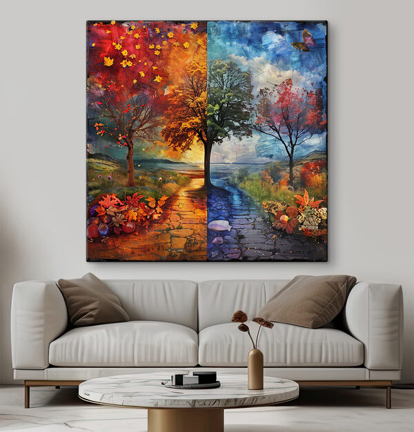 Peinture d'un arbre et d'un chemin Peinture d'un arbre et d'un chemin