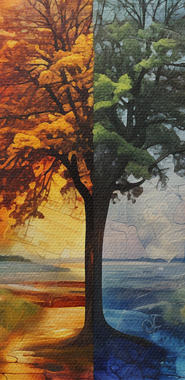 Peinture d'un arbre et d'un chemin Peinture d'un arbre et d'un chemin