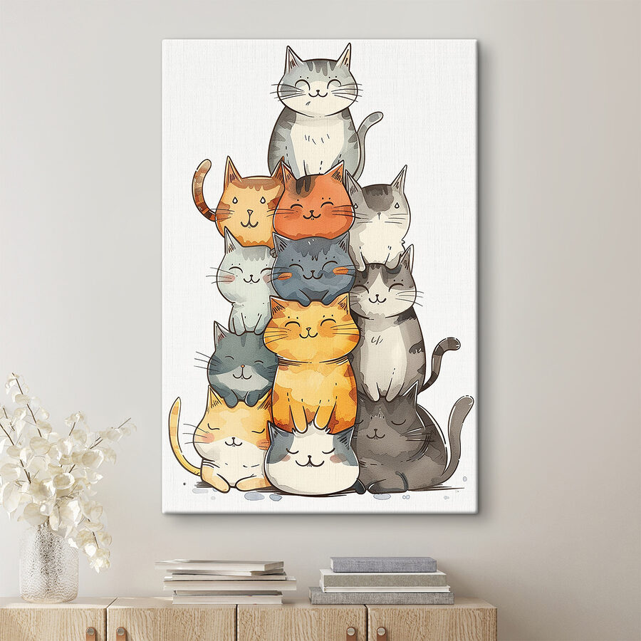 Groupe de chats empilés