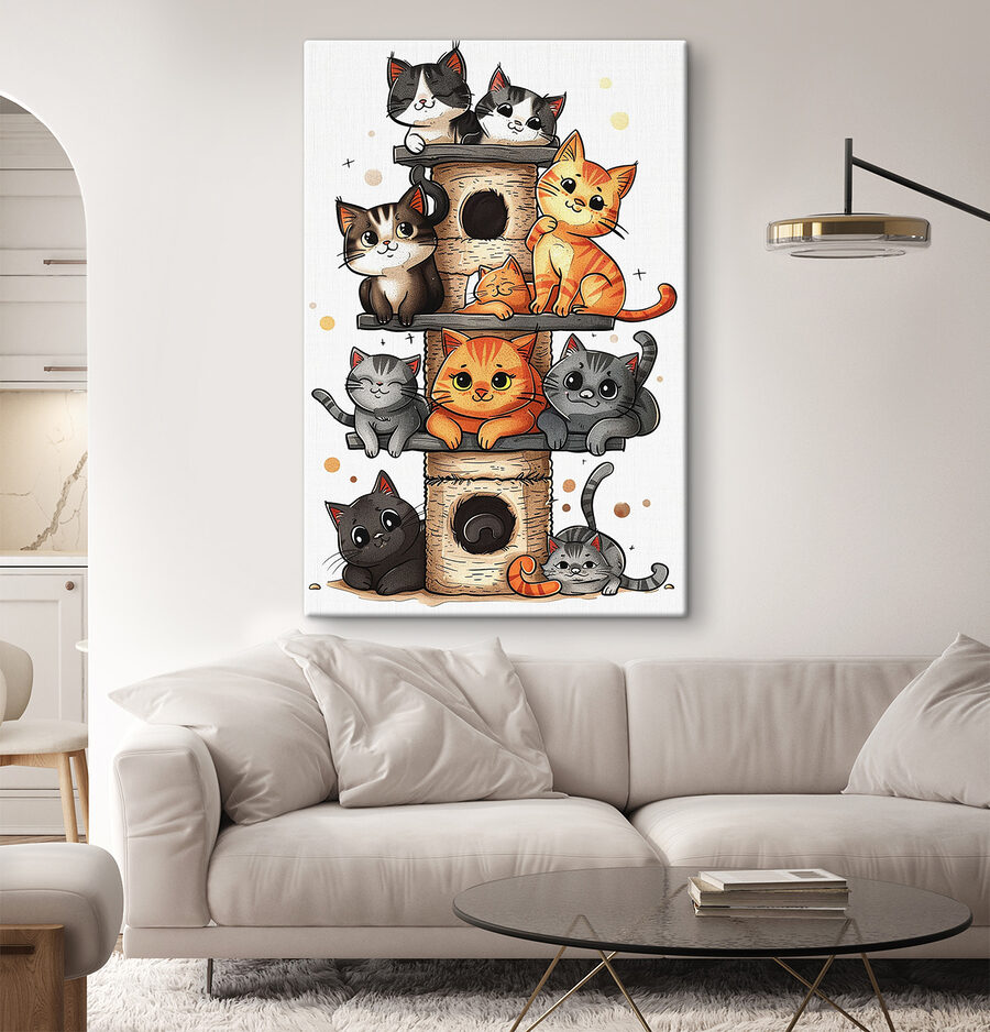 Groupe de chats sur une tour