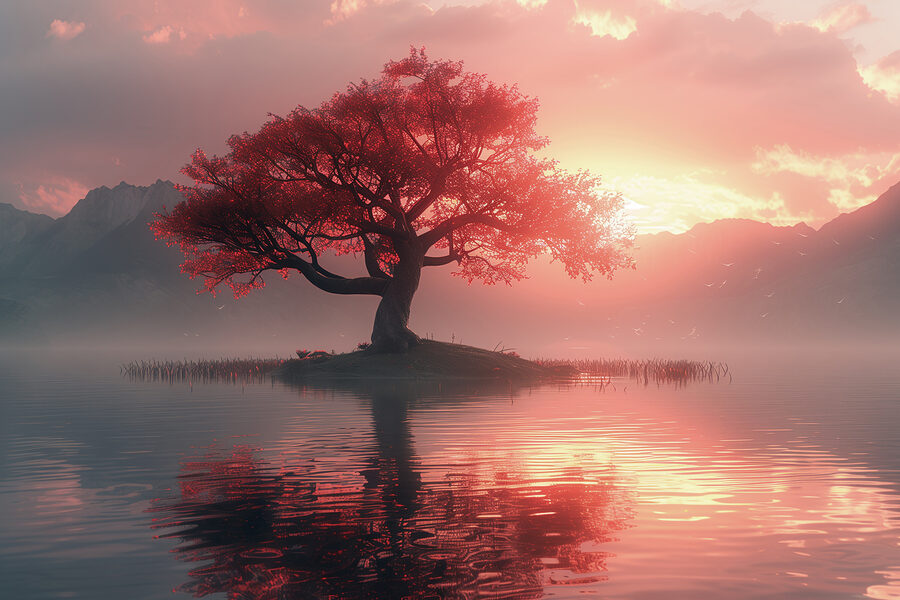 Arbre sur une petite île dans l'eau Arbre sur une petite île dans l'eau