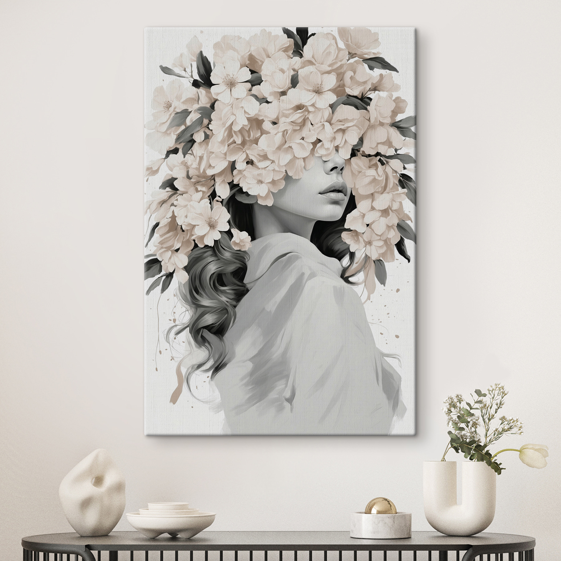 Woman with flowers on her head Woman with flowers on her head