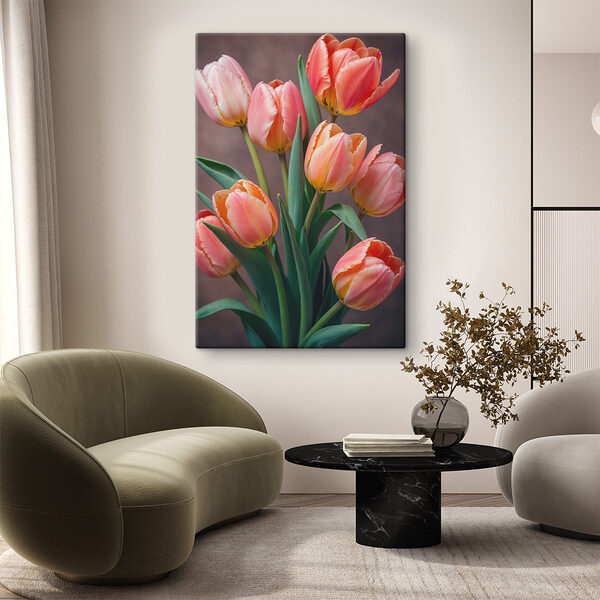 Groupe de tulipes roses et jaunes Groupe de tulipes roses et jaunes
