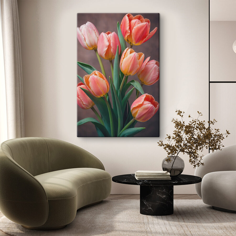 Groupe de tulipes roses et jaunes