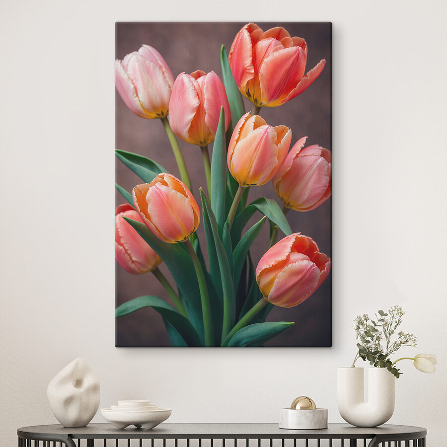 Groupe de tulipes roses et jaunes