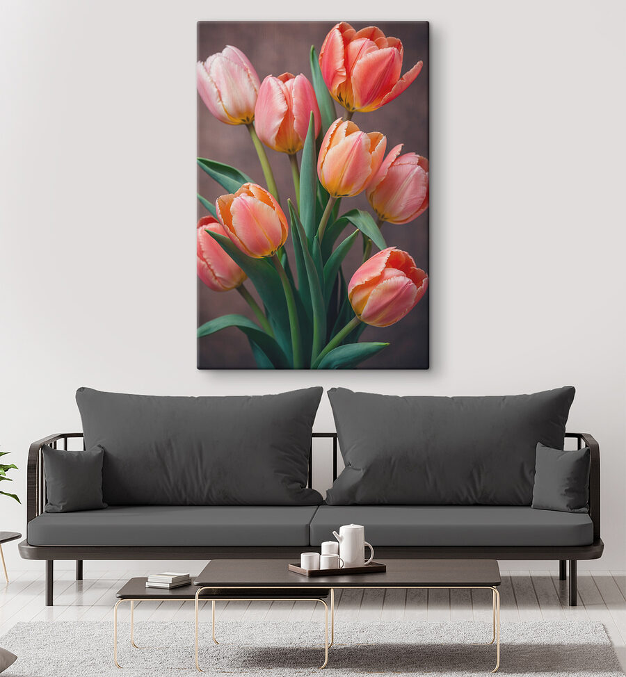Groupe de tulipes roses et jaunes