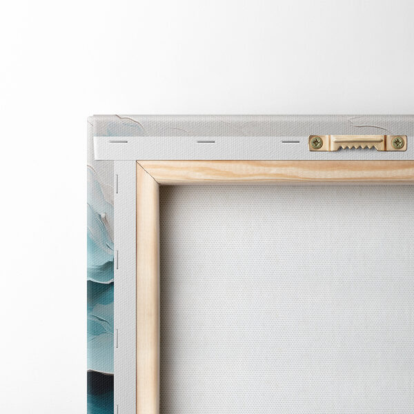 Painting of a mountain with white and blue waves Painting of a mountain with white and blue waves