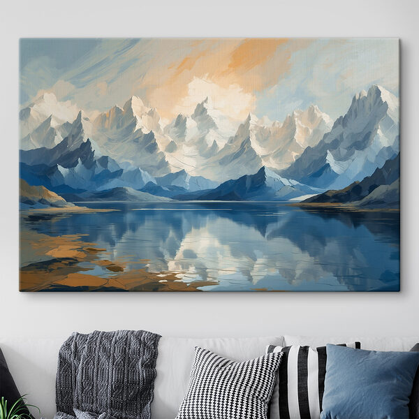 Lac avec montagnes et nuages Lac avec montagnes et nuages
