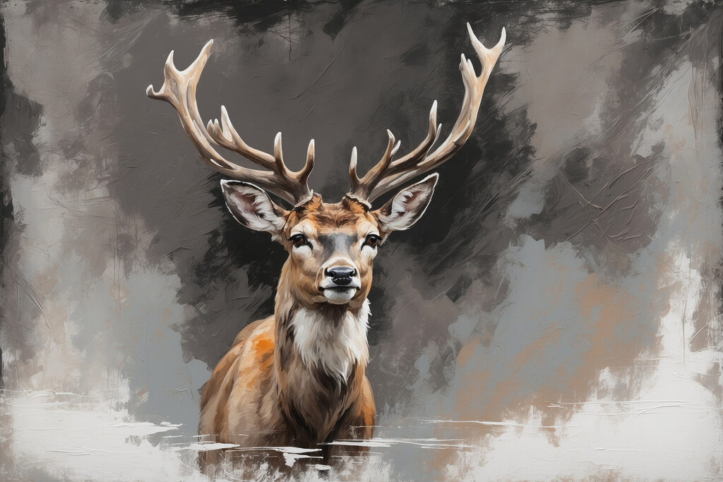 Deer with antlers looking at the camera