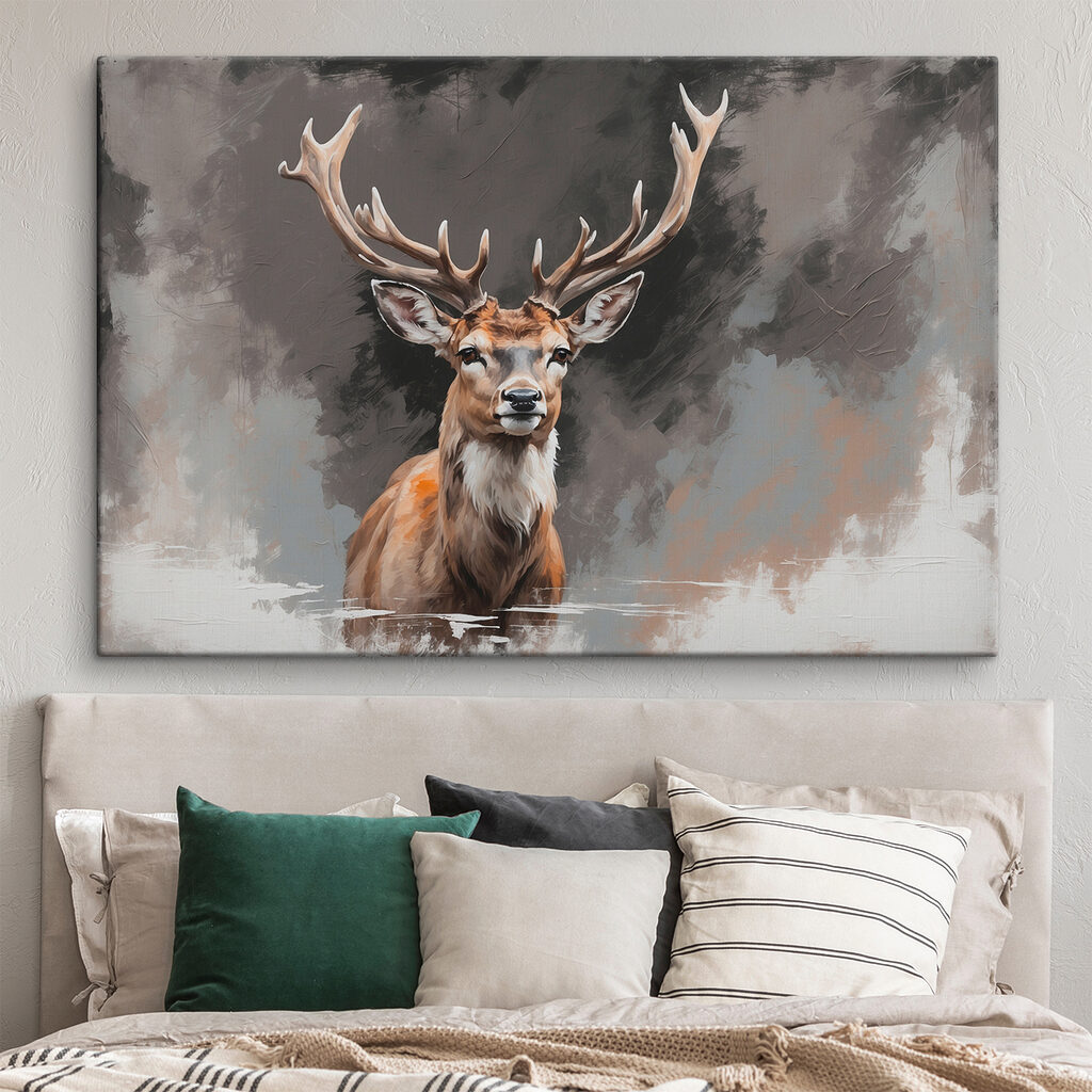 Deer with antlers looking at the camera