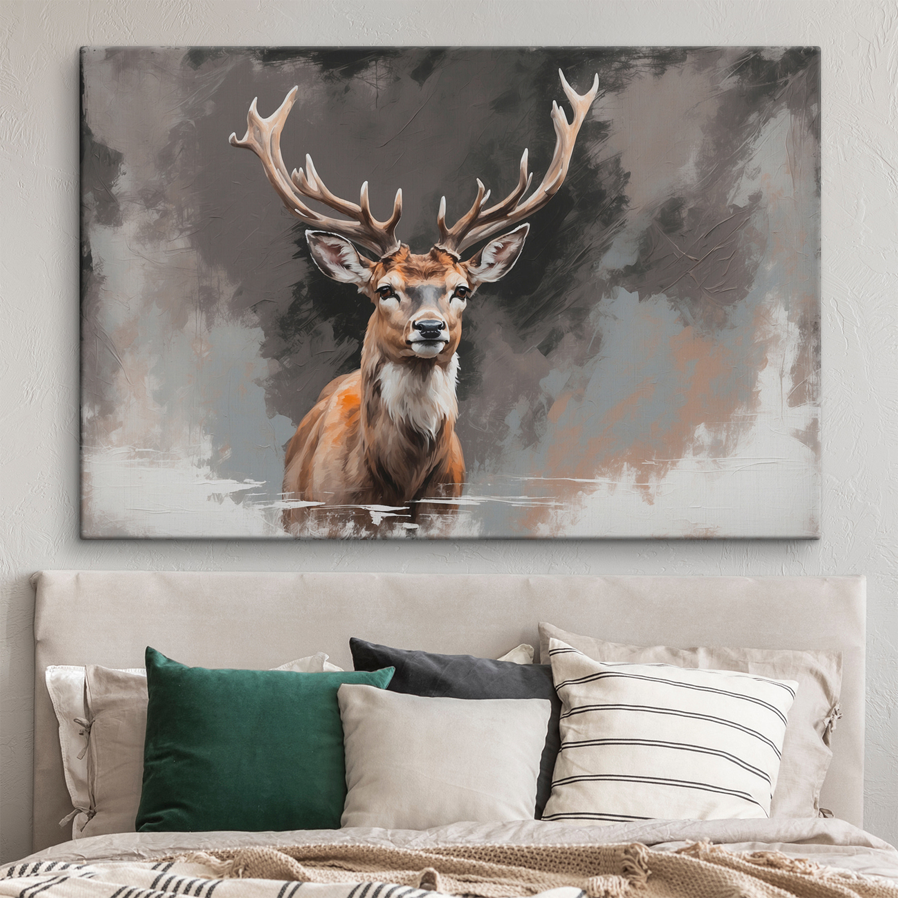 Deer with antlers looking at the camera