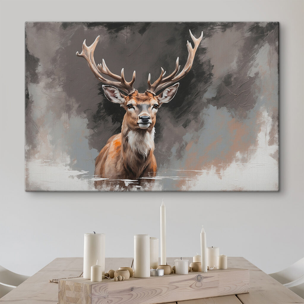 Deer with antlers looking at the camera