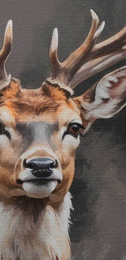 Deer with antlers looking at the camera