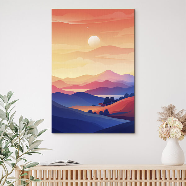 Paysage de montagnes et maison Paysage de montagnes et maison