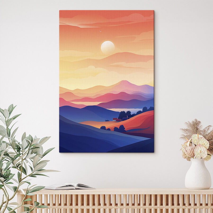 Paysage de montagnes et maison