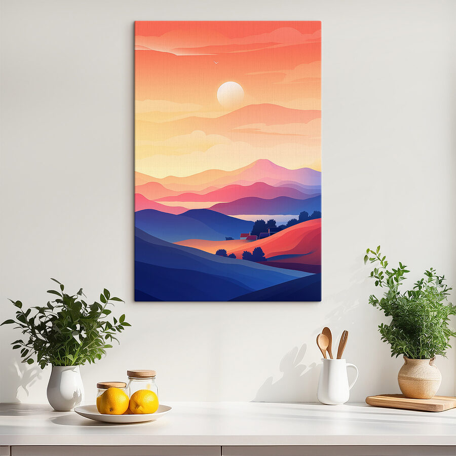 Paysage de montagnes et maison