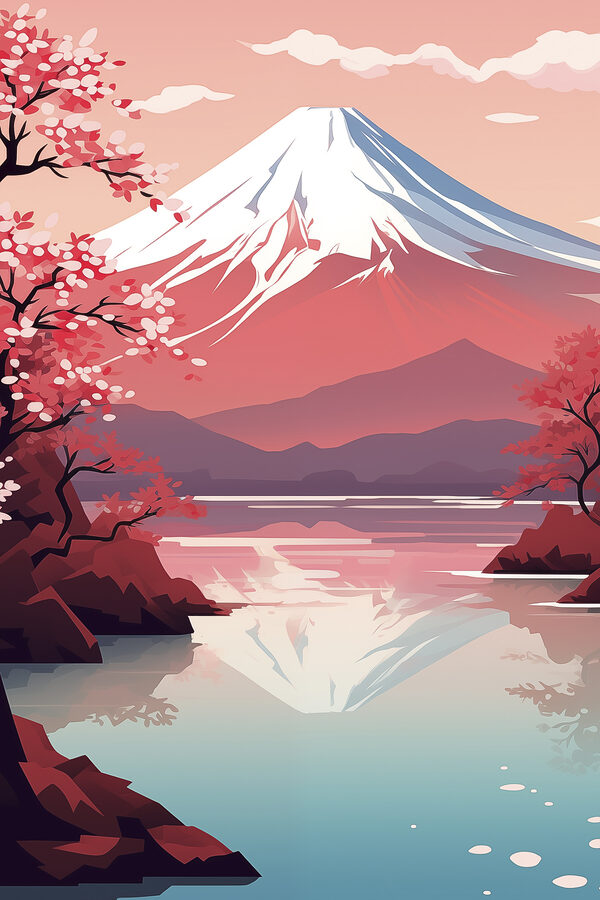 Montagne avec lac et arbres Montagne avec lac et arbres